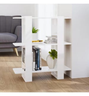 Bücherregal/Raumteiler Hochglanz-Weiss 80x30x87 cm