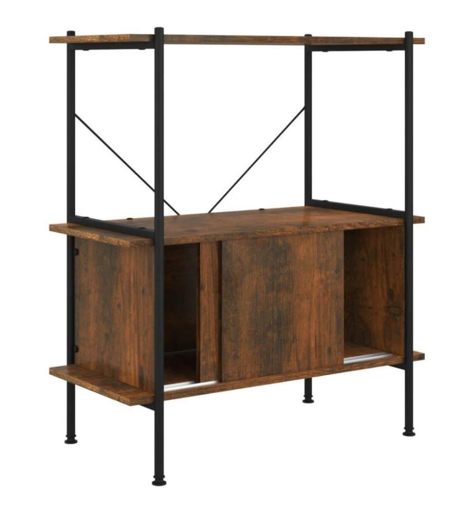 Regal mit 3 Böden und Schrank 80x40x92 cm Stahl Holzwerkstoff