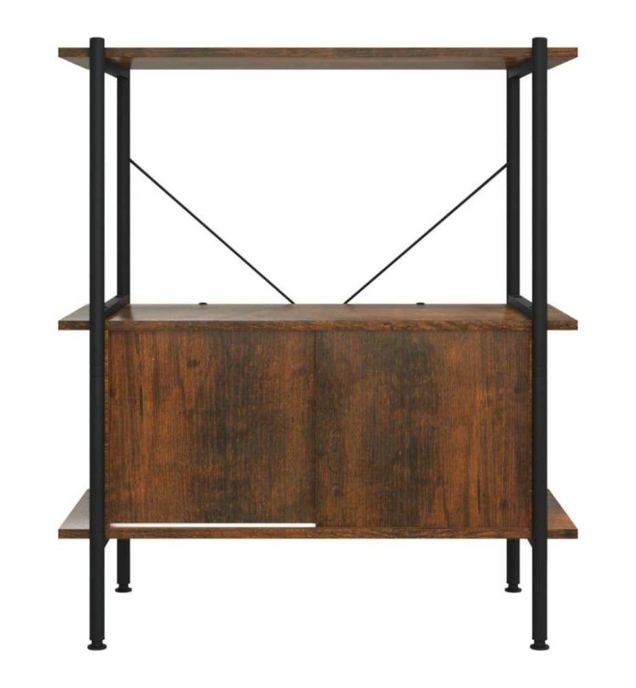 Regal mit 3 Böden und Schrank 80x40x92 cm Stahl Holzwerkstoff