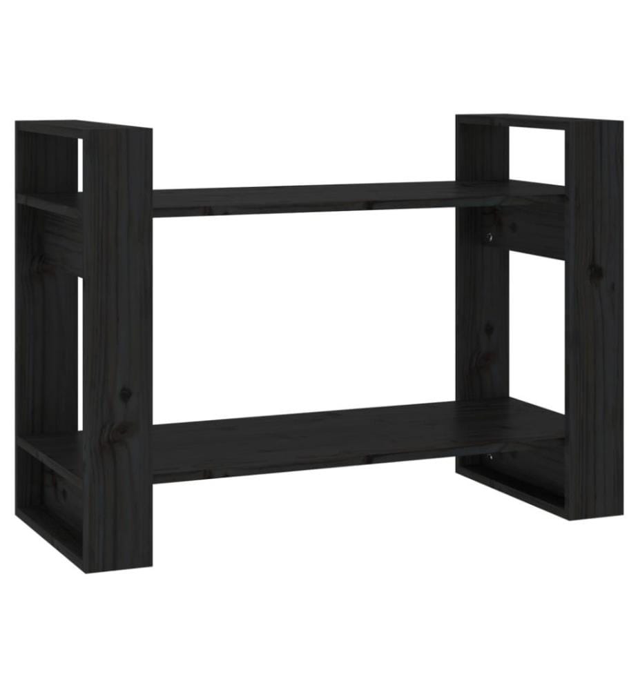 Bücherregal/Raumteiler Schwarz 80x35x56,5 cm Massivholz Kiefer