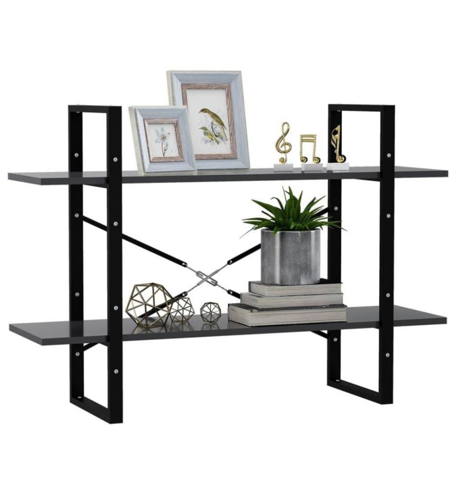 Bücherregal 2 Fächer Grau 100x30x70 cm Holzwerkstoff