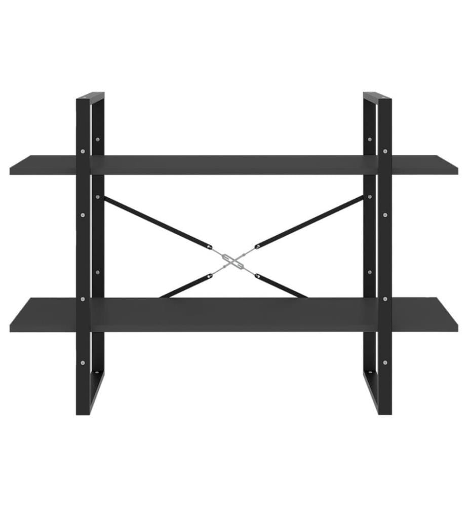Bücherregal 2 Fächer Grau 100x30x70 cm Holzwerkstoff