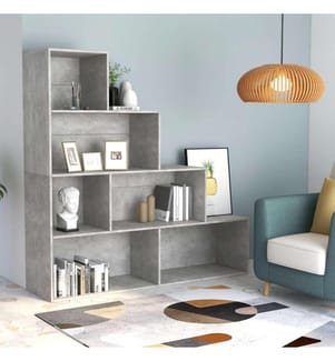 Bücherregal/Raumteiler Betongrau 155x24x160 cm Holzwerkstoff