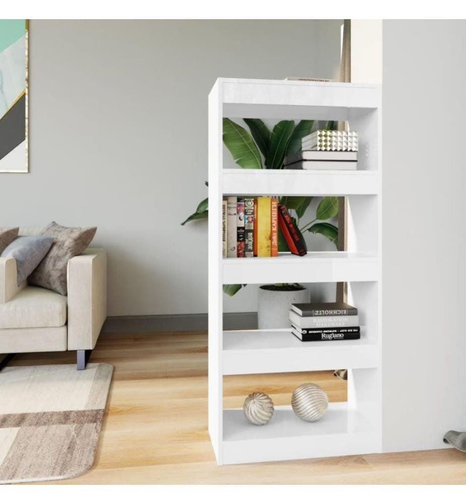 Bücherregal/Raumteiler Hochglanz-Weiss 60x30x135cm Holzwerkstoff