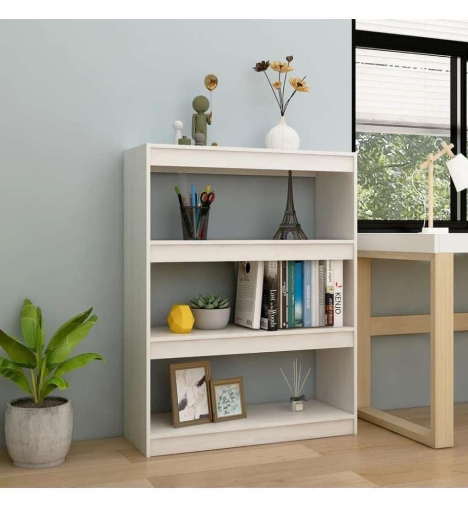 Bibliothèque/Séparateur de pièce Blanc 100x30x103 cm Pin massif