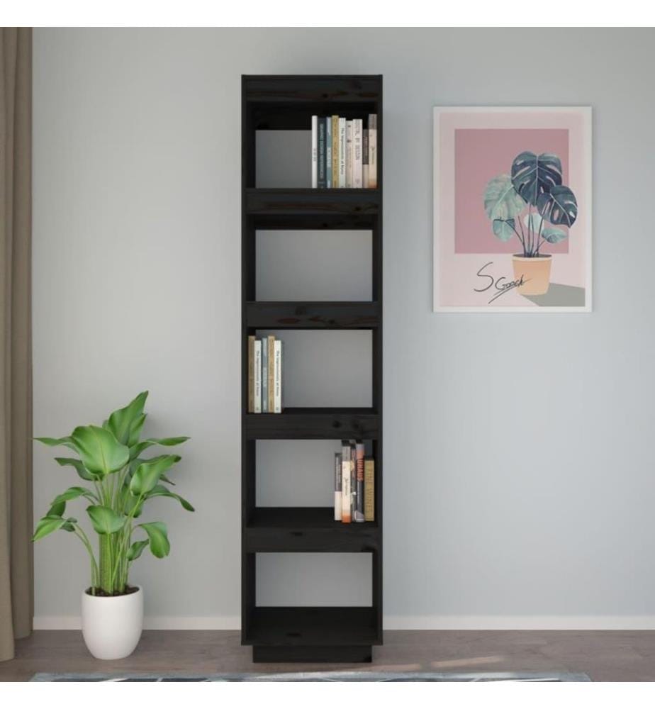 Bücherregal/Raumteiler Schwarz 40x35x167 cm Massivholz Kiefer