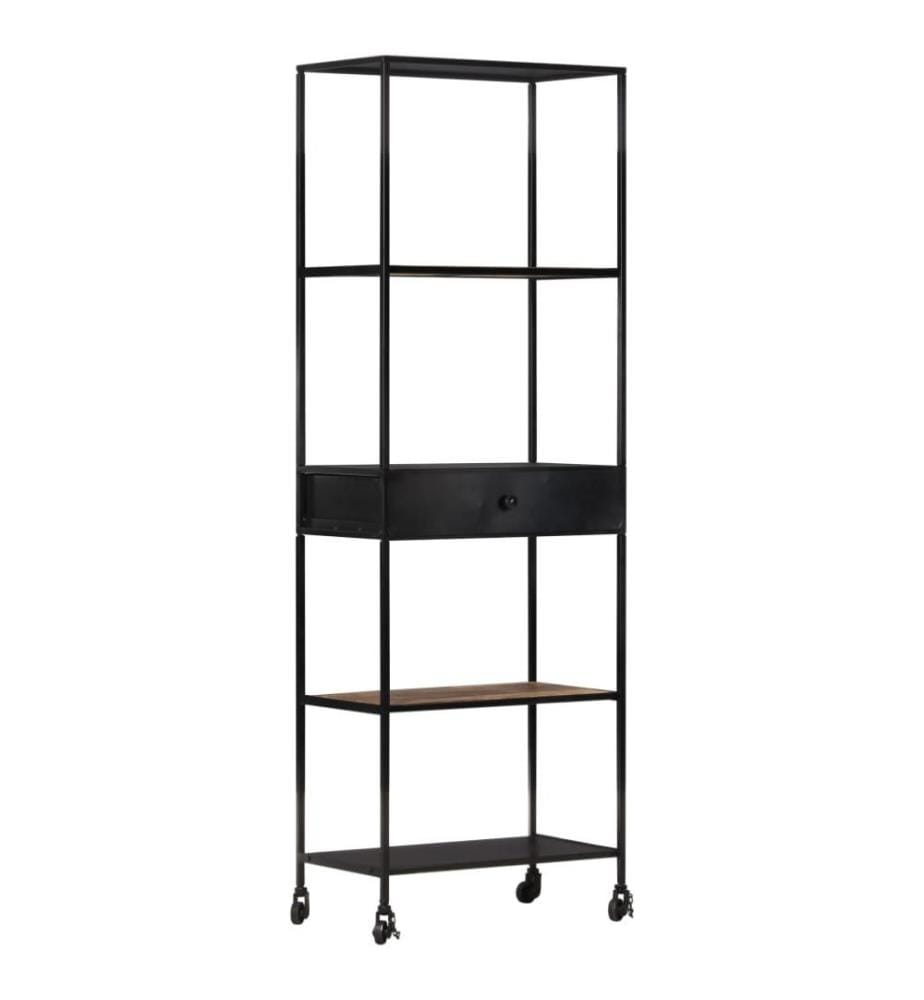 Bibliothèque 60x35x180 cm Bois de manguier brut et fer