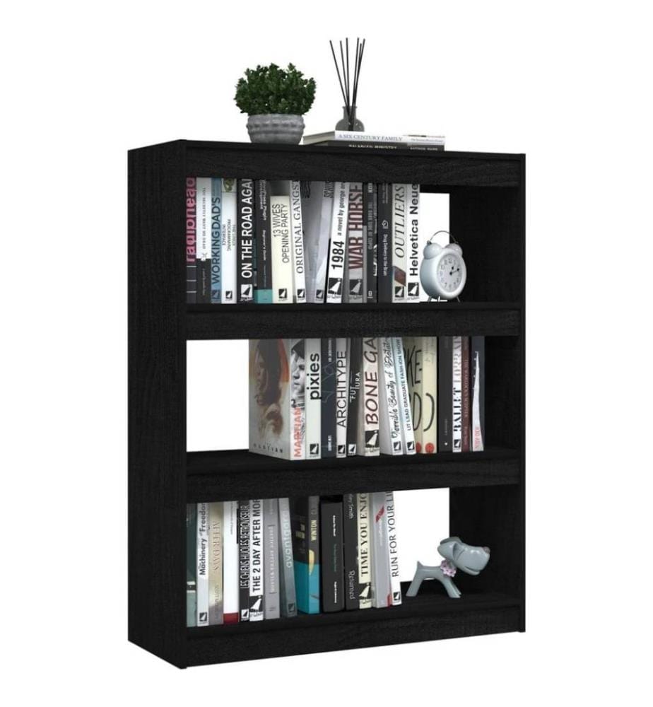 Bücherregal/Raumteiler Schwarz 100x30x103 cm Kiefer Massivholz