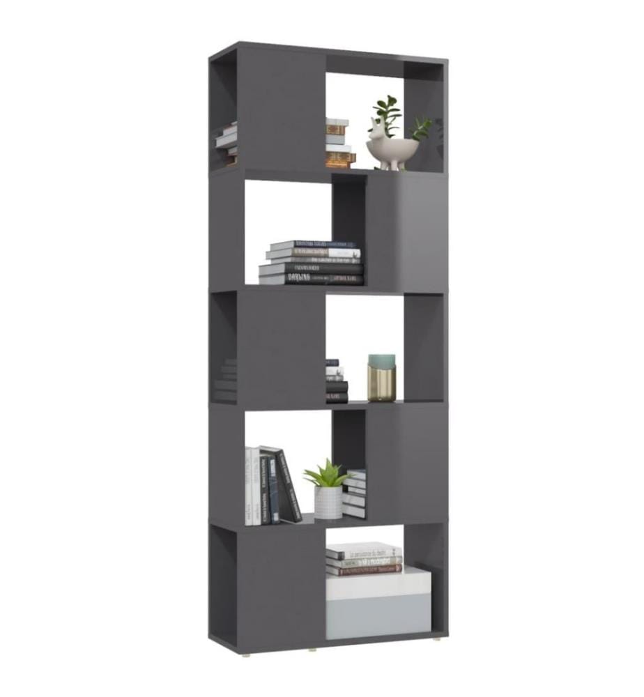 Bücherregal Raumteiler Hochglanz-Grau 60x24x155 cm