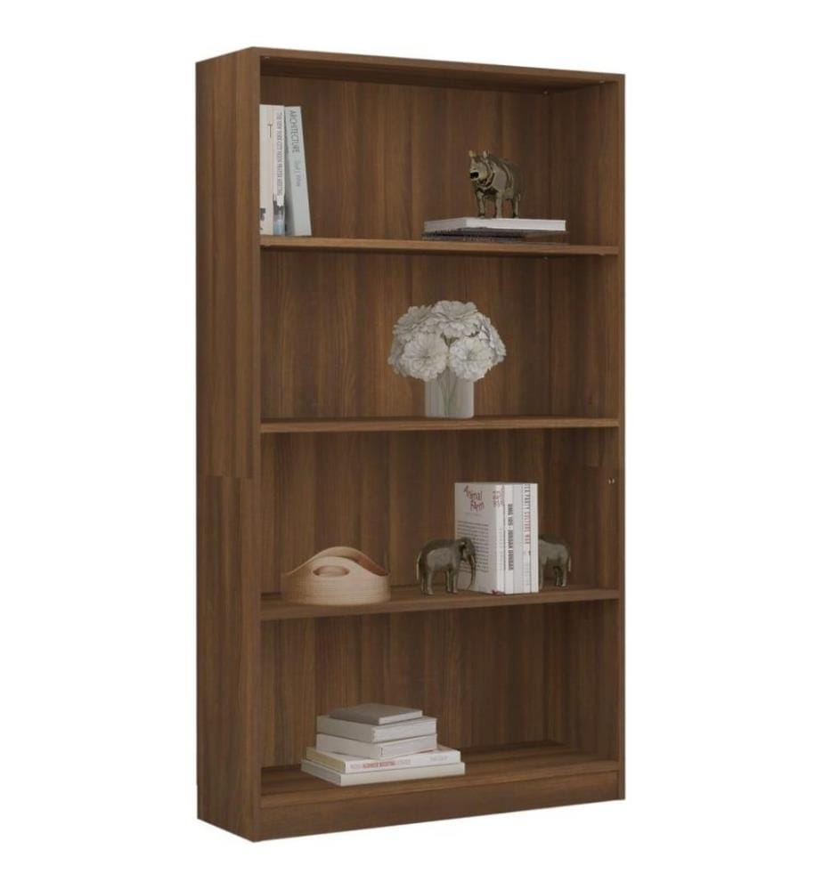 Bibliothèque 4 niveaux Chêne marron 80x24x142cm Bois ingénierie