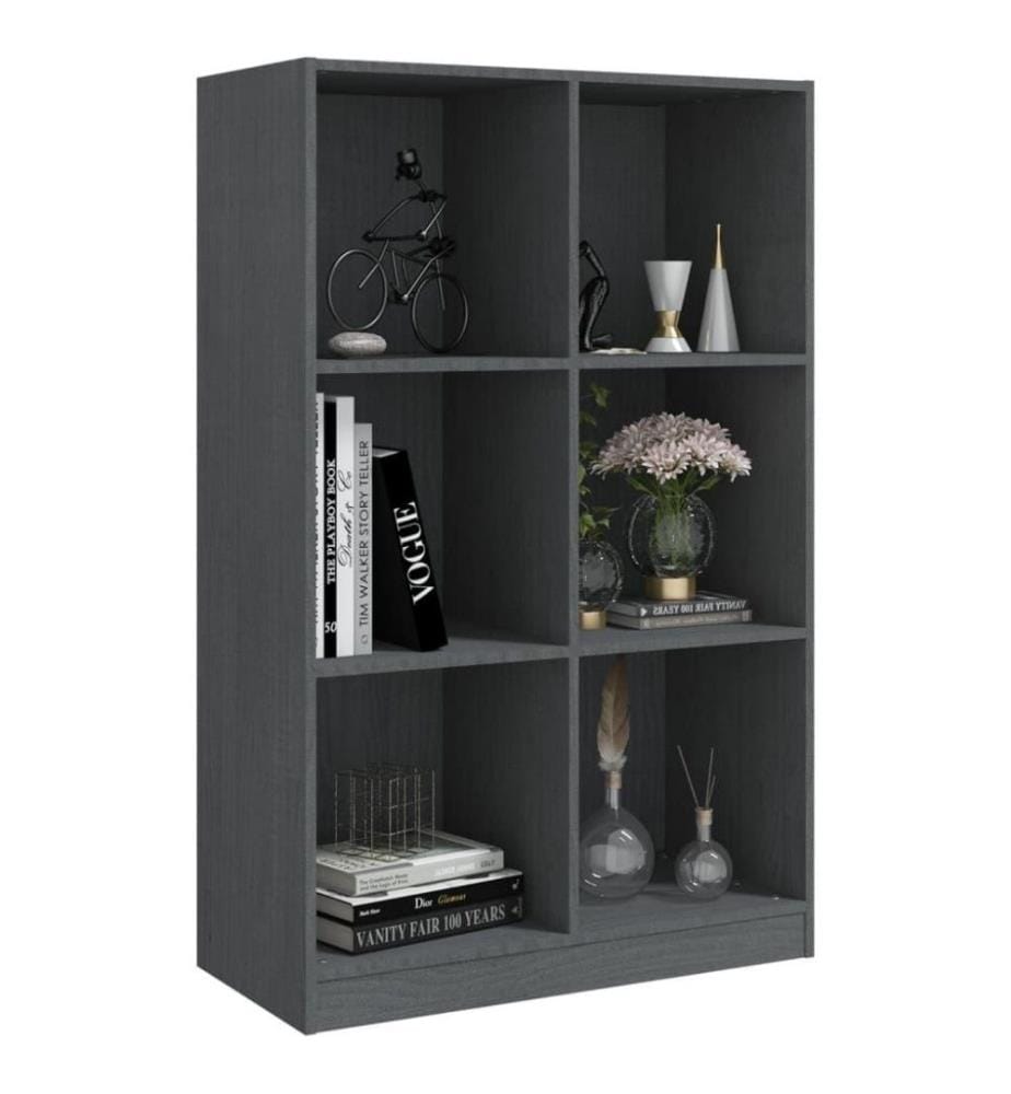 Bibliothèque Gris 70x33x110 cm Bois de pin massif