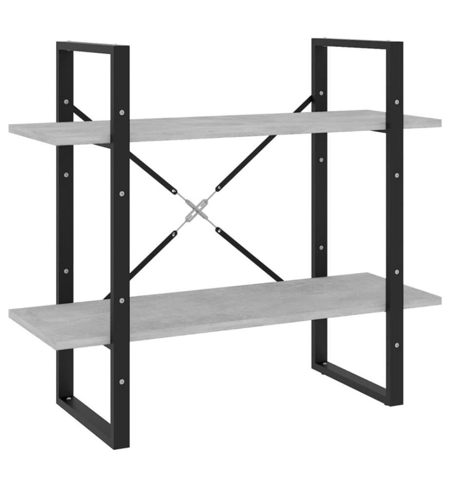 Bücherregal 2 Fächer Betongrau 80x30x70 cm Holzwerkstoff