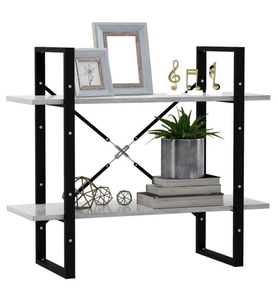 Bücherregal 2 Fächer Betongrau 80x30x70 cm Holzwerkstoff