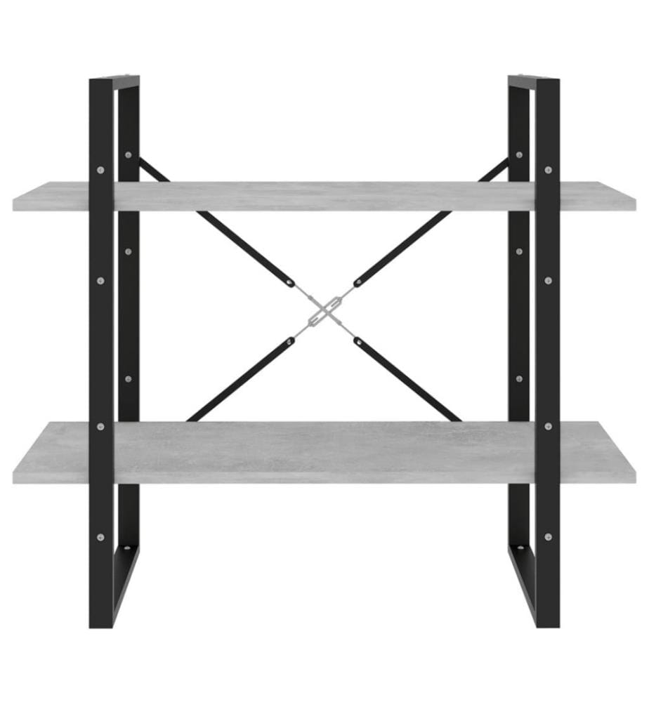 Bücherregal 2 Fächer Betongrau 80x30x70 cm Holzwerkstoff