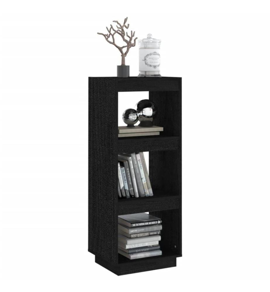 Bücherregal/Raumteiler Schwarz 40x35x103 cm Massivholz Kiefer