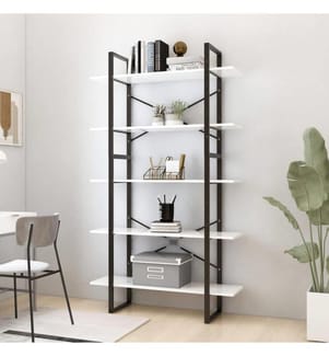 Bibliothèque à 5 niveaux Blanc 100x30x175 cm Aggloméré