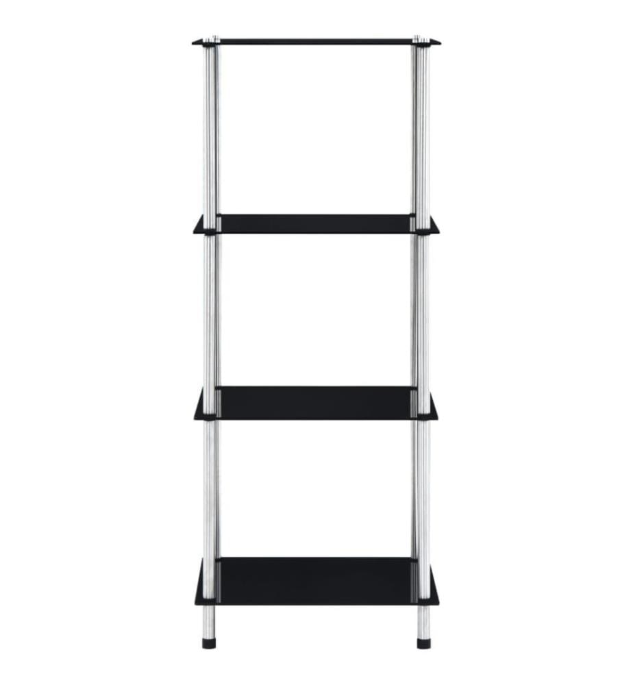 Regal mit 4 Ablagen Schwarz 40x40x100 cm Hartglas