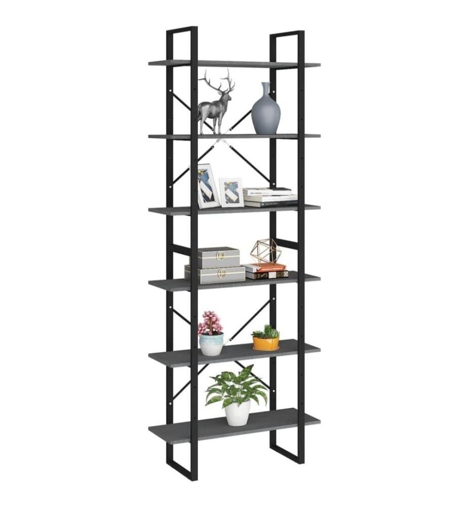 Armoire haute Gris 80x30x210 cm Bois de pin solide
