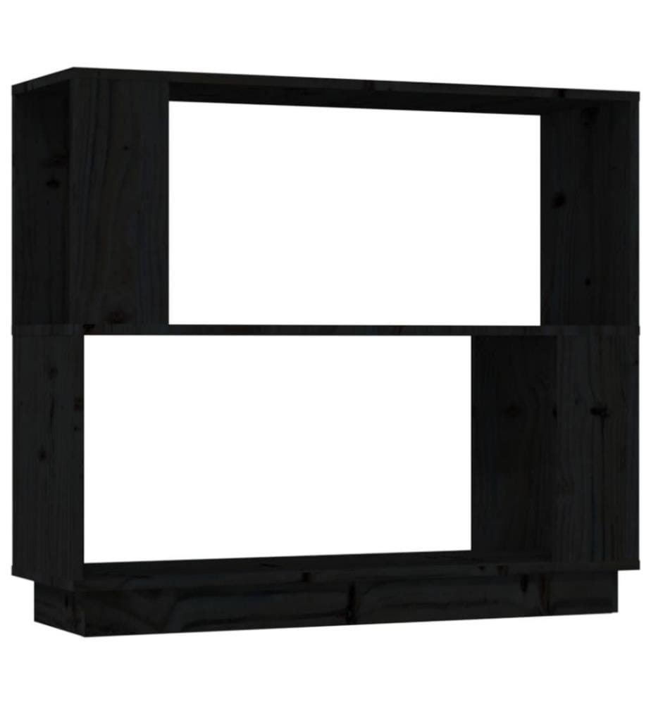 Bücherregal/Raumteiler Schwarz 80x25x70 cm Massivholz Kiefer