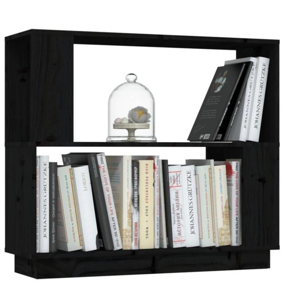 Bücherregal/Raumteiler Schwarz 80x25x70 cm Massivholz Kiefer