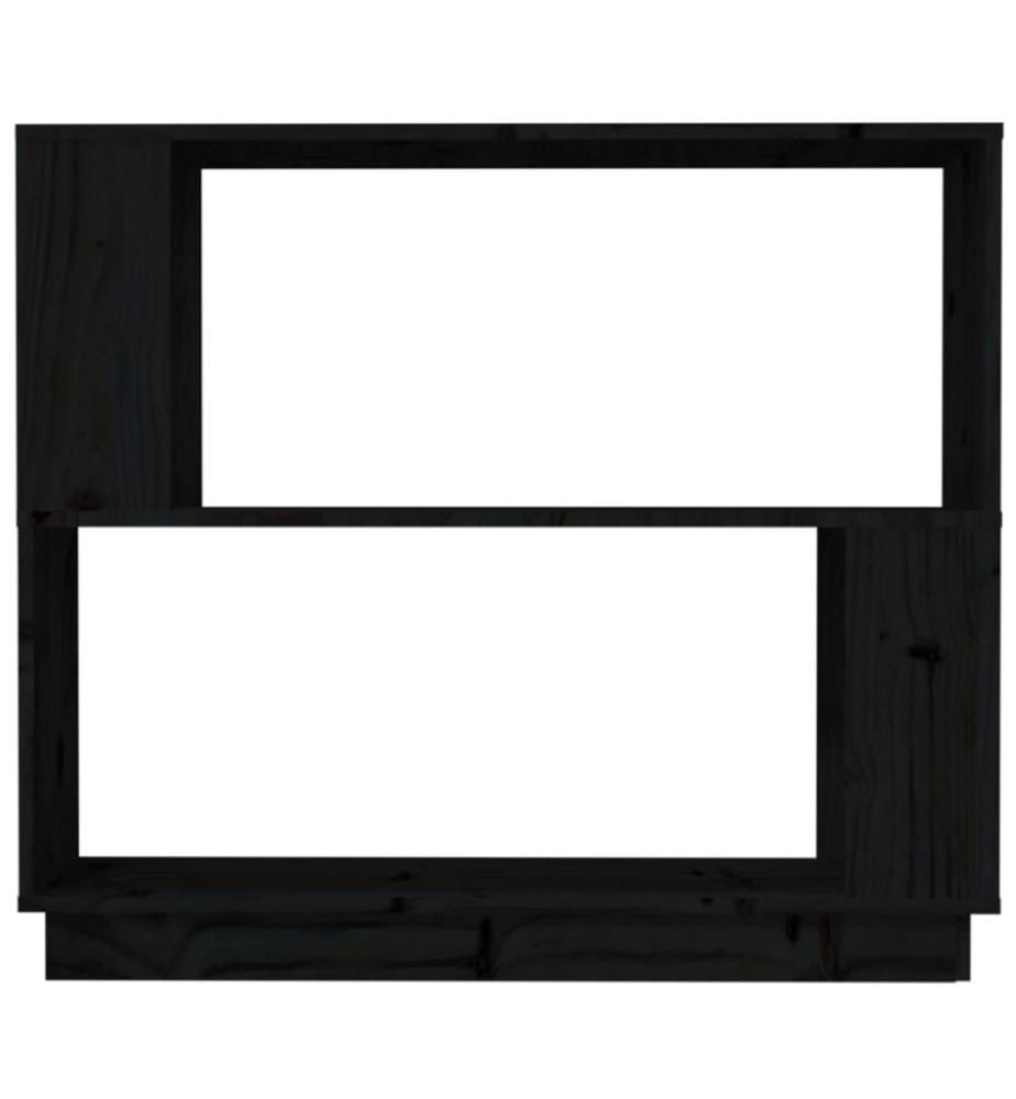 Bücherregal/Raumteiler Schwarz 80x25x70 cm Massivholz Kiefer