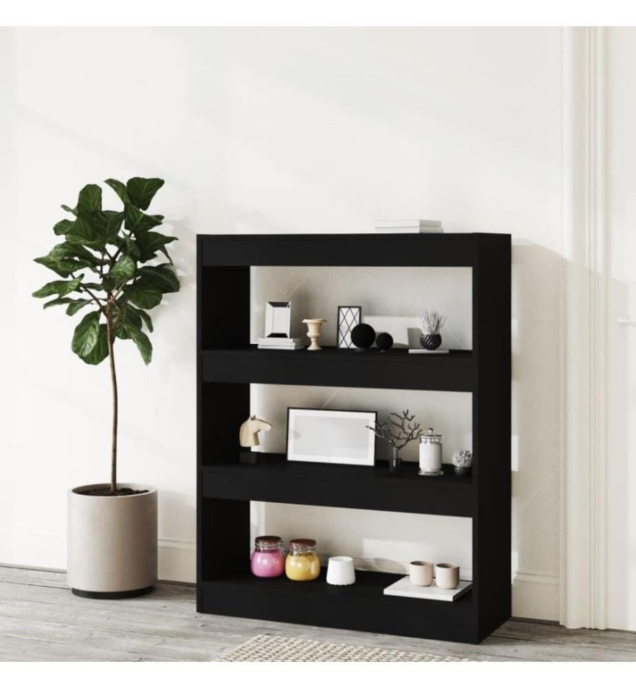 Bücherregal/Raumteiler Schwarz 80x30x103 cm Holzwerkstoff