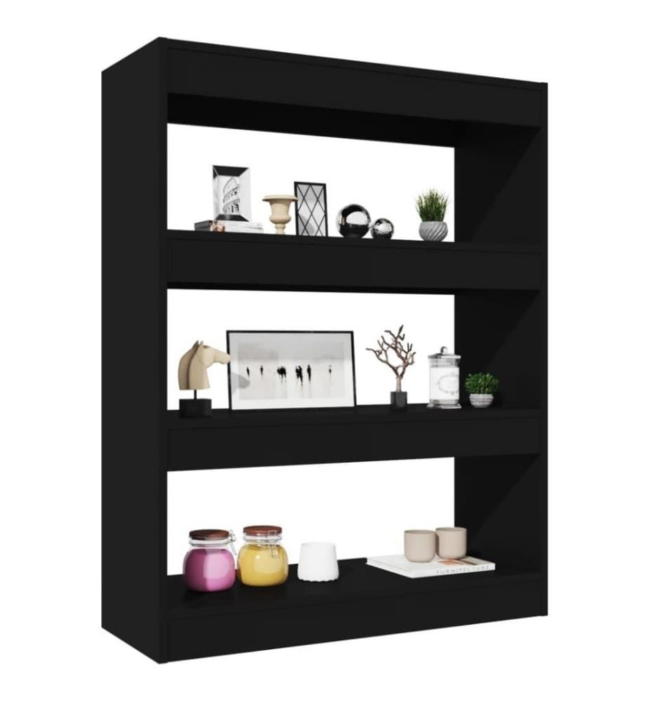 Bücherregal/Raumteiler Schwarz 80x30x103 cm Holzwerkstoff