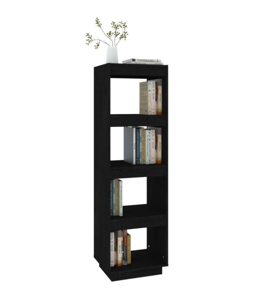 Bibliothèque/Séparateur de pièce Noir 40x35x135 cm Pin massif