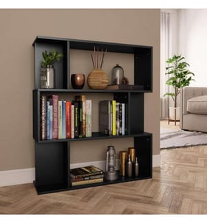 Bücherregal/Raumteiler Schwarz 80x24x96 cm Holzwerkstoff
