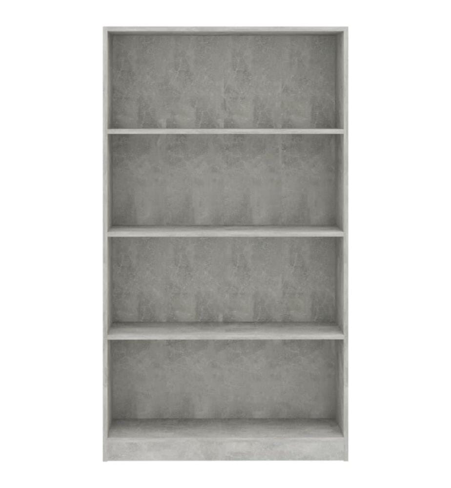Bibliothèque à 4 niveaux Gris béton 80x24x142 cm Aggloméré