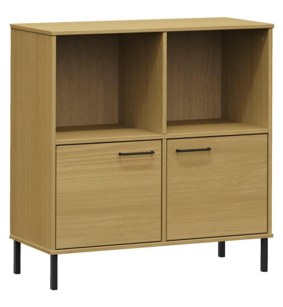 Bibliothèque avec pieds en métal Marron 90x35x90,5 cm Bois OSLO