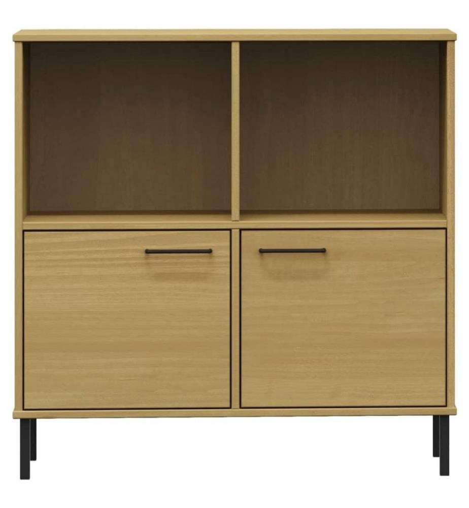 Bibliothèque avec pieds en métal Marron 90x35x90,5 cm Bois OSLO