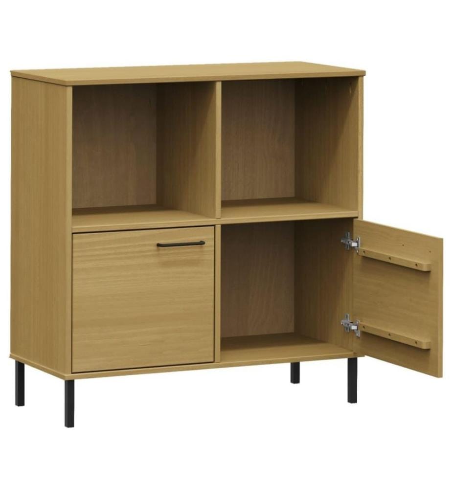 Bibliothèque avec pieds en métal Marron 90x35x90,5 cm Bois OSLO