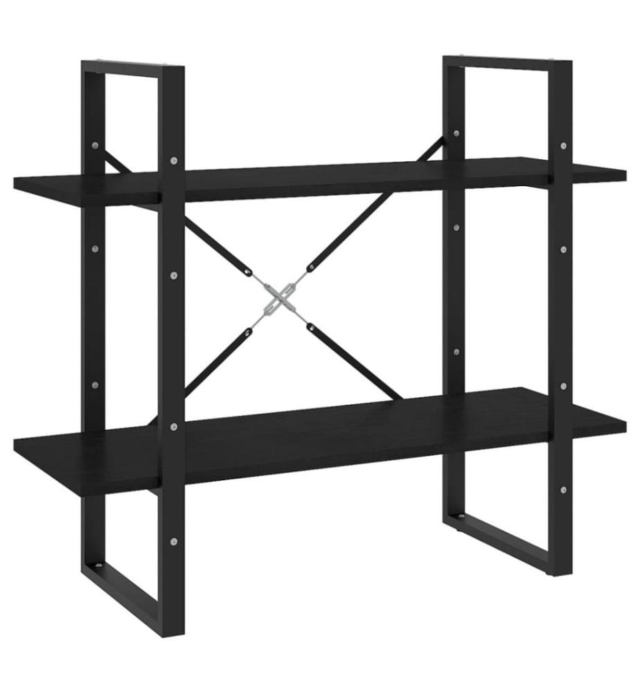 Bücherregal 2 Fächer Schwarz 80x30x70 cm Kiefer Massivholz
