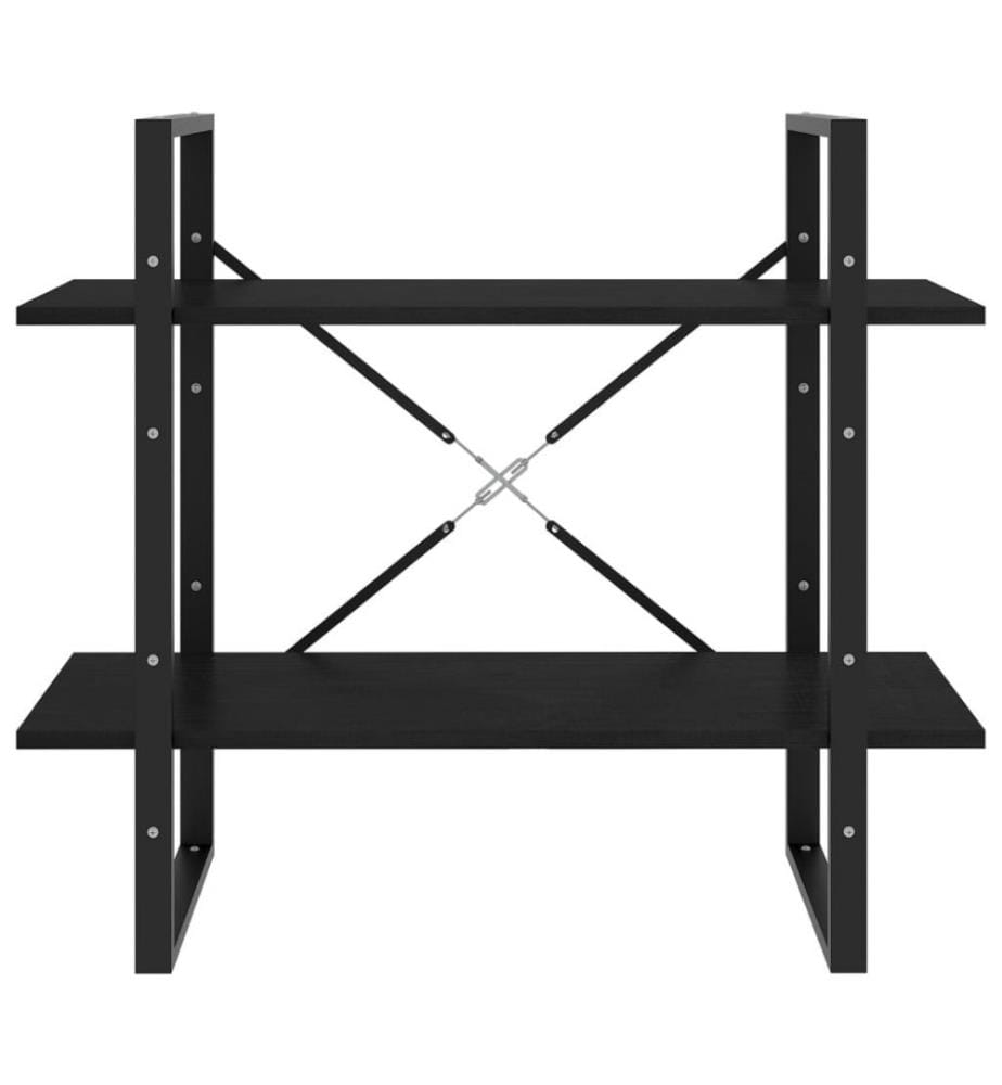 Bücherregal 2 Fächer Schwarz 80x30x70 cm Kiefer Massivholz