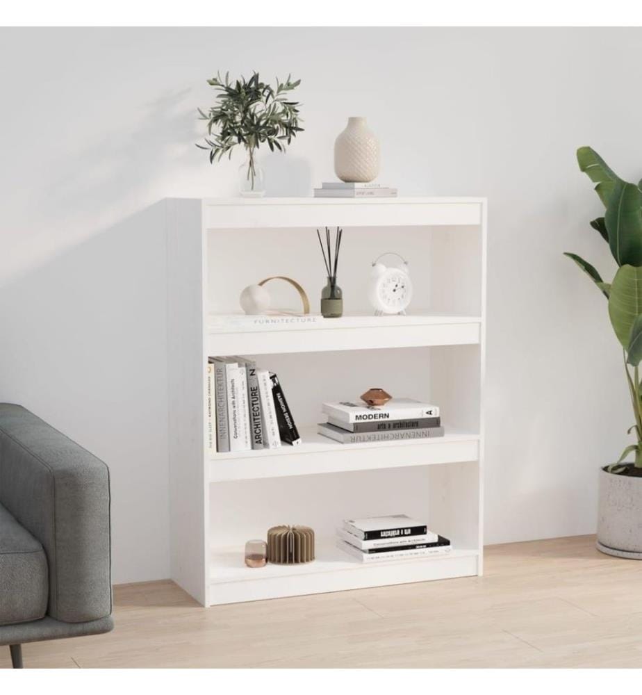 Bücherregal Raumteiler Weiss 80x30x103,5 cm Massivholz Kiefer