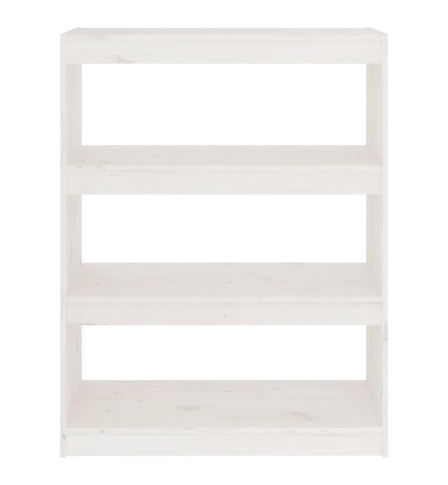 Bücherregal Raumteiler Weiss 80x30x103,5 cm Massivholz Kiefer