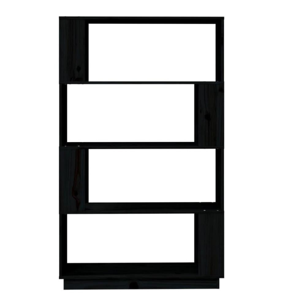 Bücherregal/Raumteiler Schwarz 80x25x132 cm Massivholz Kiefer