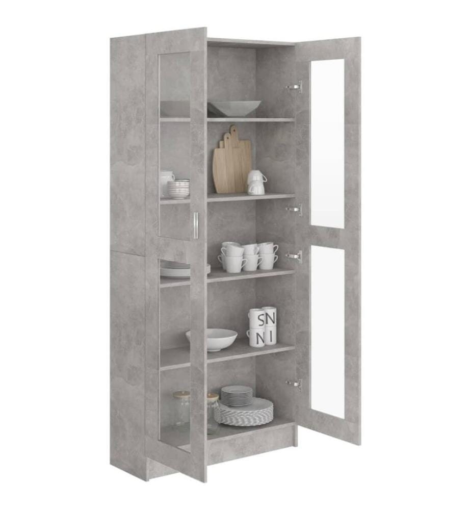 Vitrinenschrank Betongrau 82,5x30,5x185,5 cm Holzwerkstoff