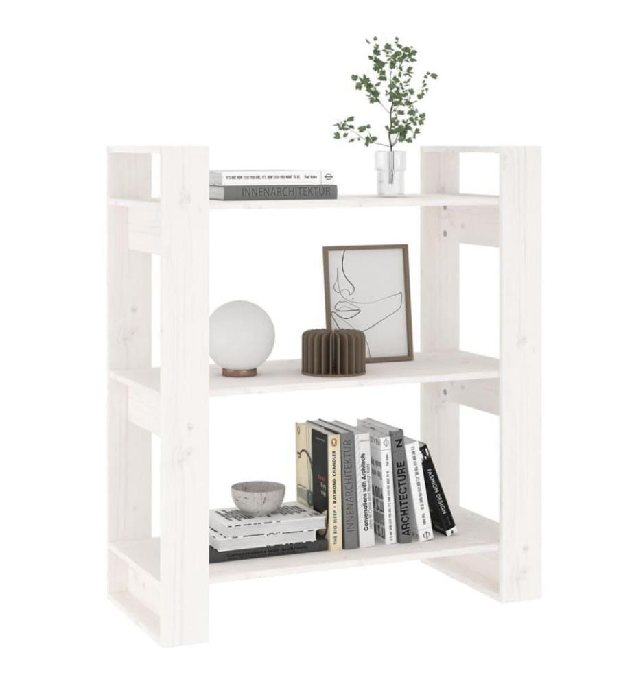 Bücherregal/Raumteiler Weiss 80x35x91 cm Massivholz Kiefer