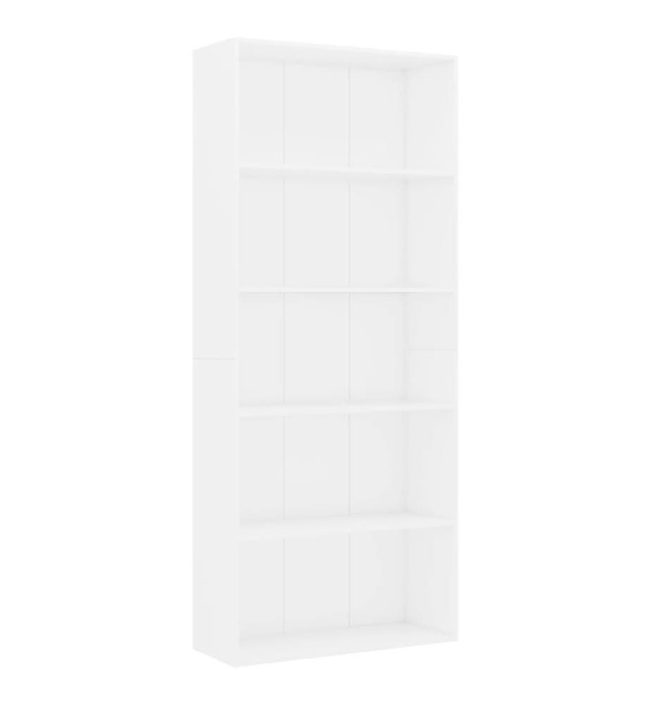 Bibliothèque à 5 niveaux Blanc 80x30x189 cm Bois d'ingénierie