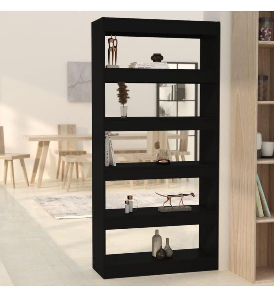 Bücherregal/Raumteiler Schwarz 80x30x166 cm Holzwerkstoff
