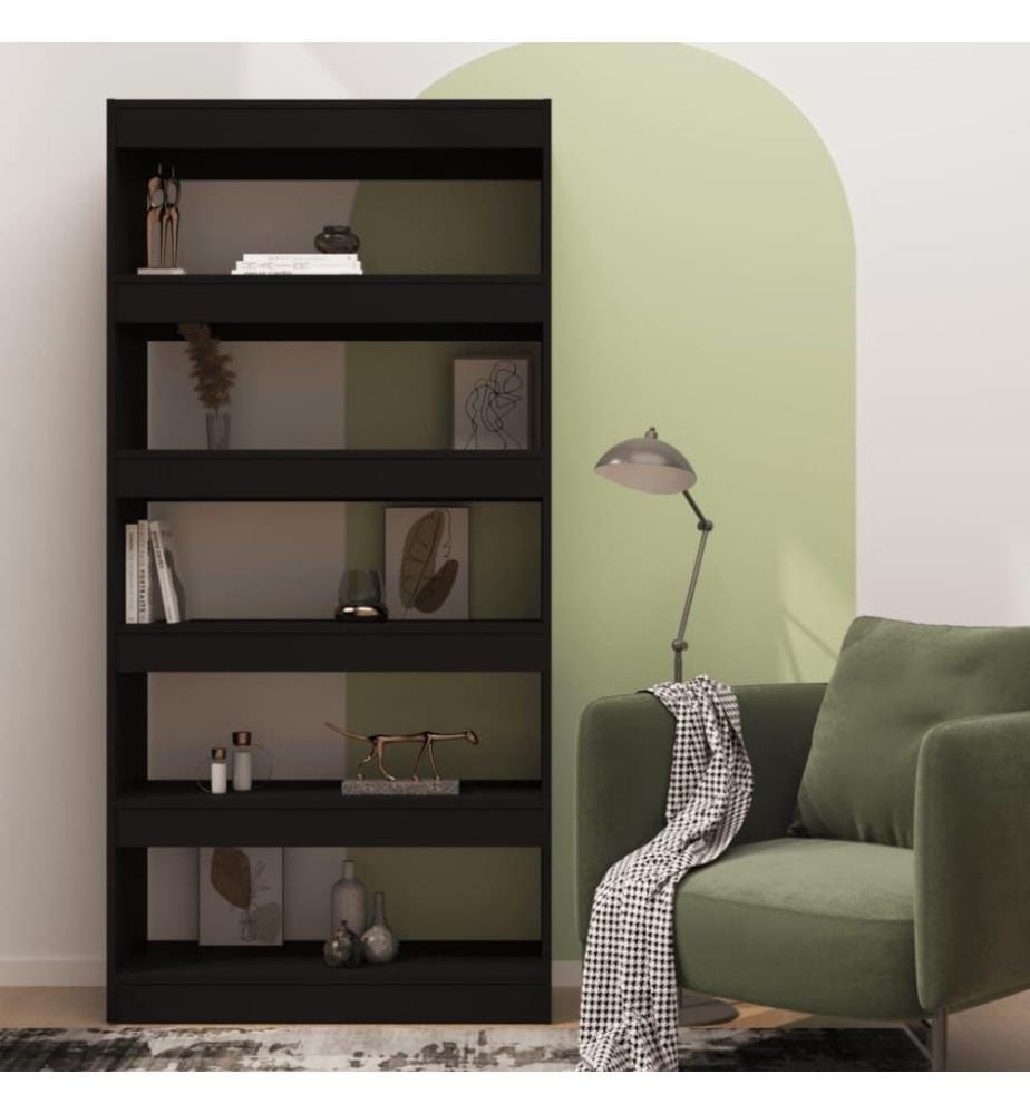 Bücherregal/Raumteiler Schwarz 80x30x166 cm Holzwerkstoff