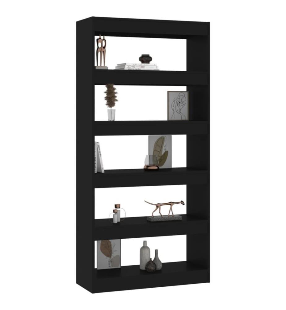 Bücherregal/Raumteiler Schwarz 80x30x166 cm Holzwerkstoff