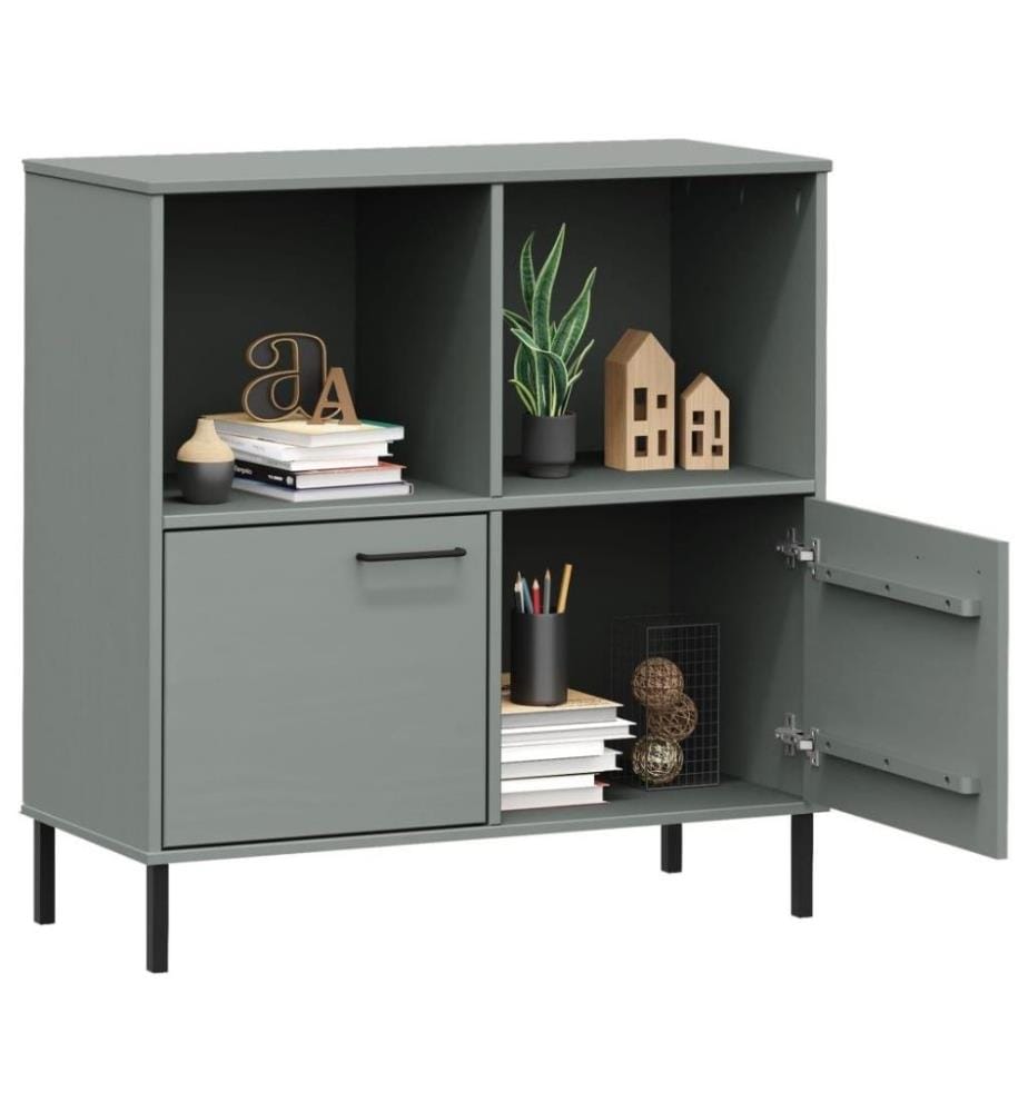 Bibliothèque avec pieds en métal Gris 90x35x90,5 cm Bois OSLO