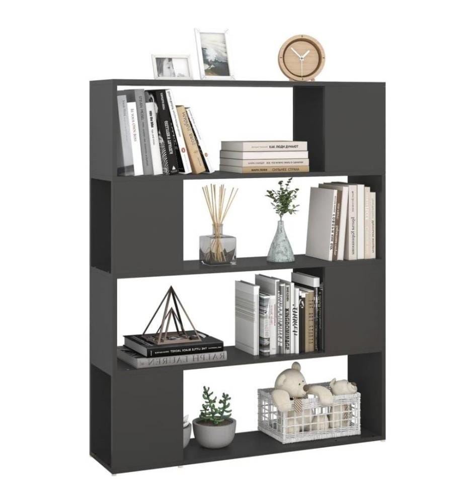 Bücherregal Raumteiler Grau 100x24x124 cm
