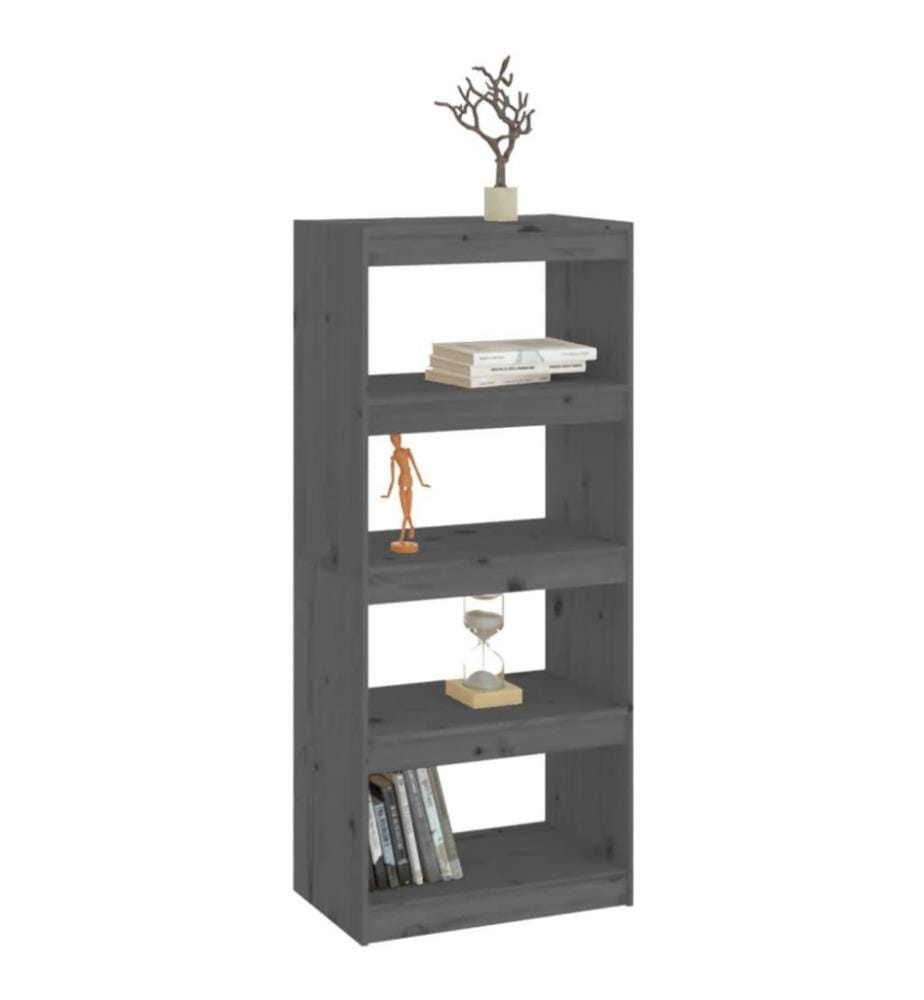 Bücherregal Raumteiler Grau 60x30x135,5 cm Massivholz Kiefer