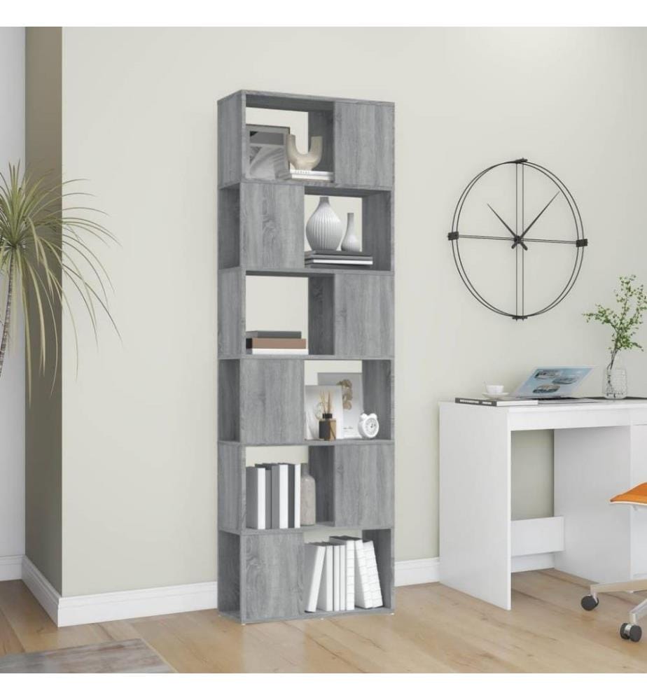 Bücherregal/Raumteiler Grau Sonoma 60x24x186 cm