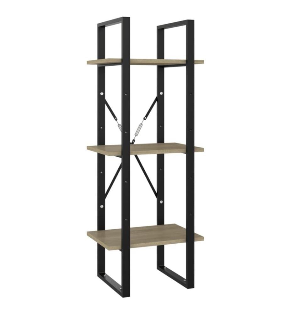 Bibliothèque à 3 niveaux Chêne sonoma 40x30x105 cm Aggloméré
