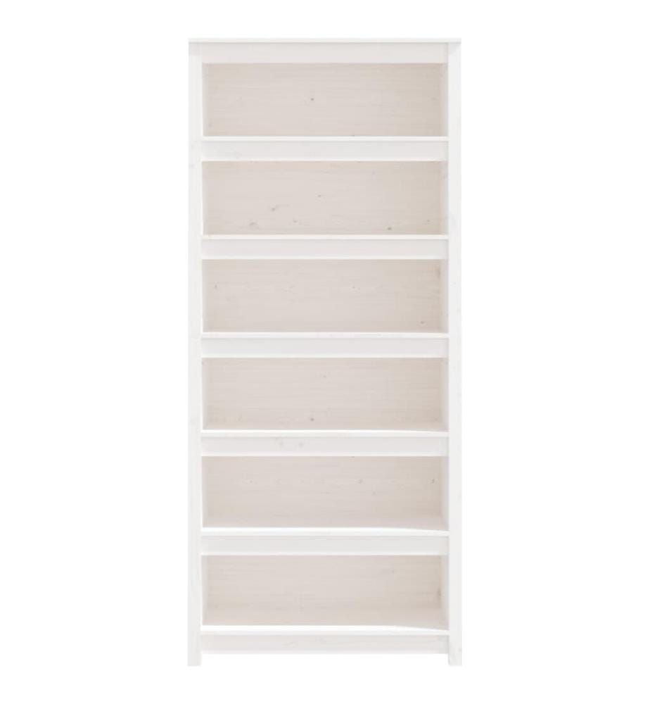 Bücherregal Weiss 80x35x183 cm Massivholz Kiefer